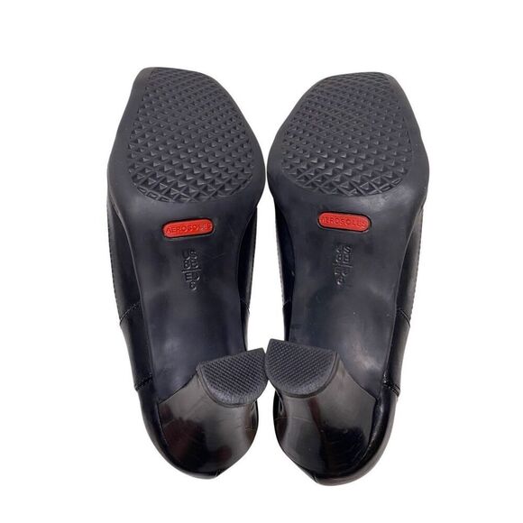 Aerosoles Black Slip On Square Toe Heeled Booties Womens Size 8B Office - Picture 6 of 11